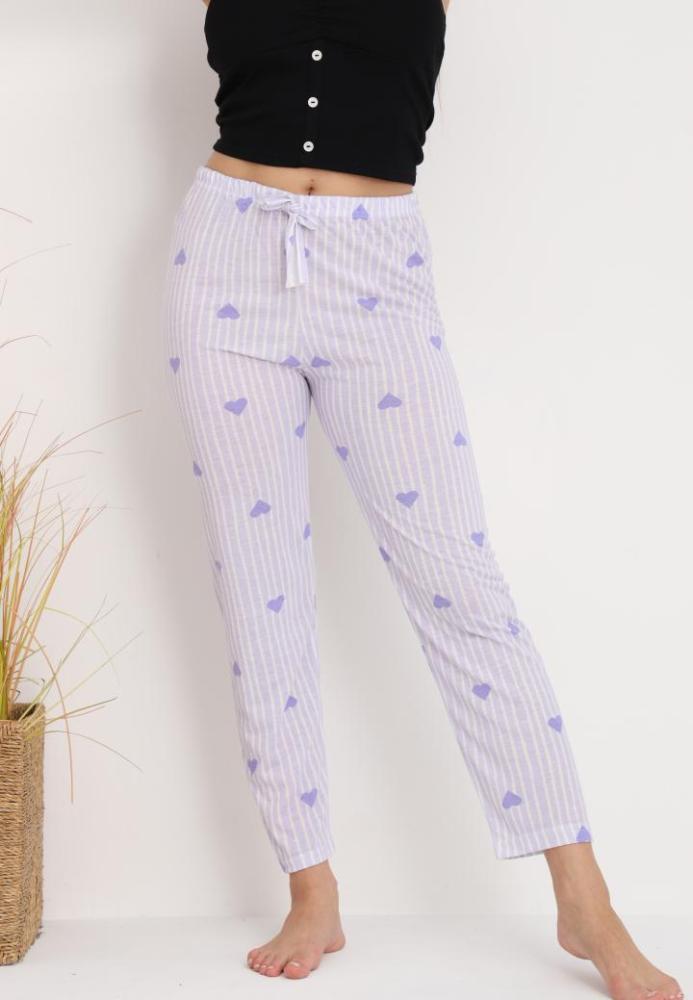Pantaloni de Pijama Dama ,Culoare Mov cu Alb,Engros